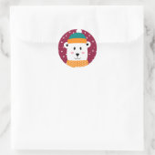 Sticker Rond Joli Hiver Cartoon Ours Flocon de neige (Sac)