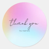 Sticker Rond Joli Holographe Pastel Merci arc-en-ciel unique (Devant)