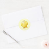 Sticker Rond Joli Jaune. Petit Oiseau. (Enveloppe)
