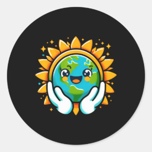 Sticker Rond Joli Jour des terres Enfants Jeunes Garçons Filles