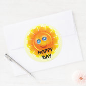 STICKER ROND JOLI JOUR, SOURIRE DE SOLEIL, (Enveloppe)
