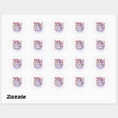 Sticker Rond Joli Joyeux Saint Valentin licorne (Feuille)