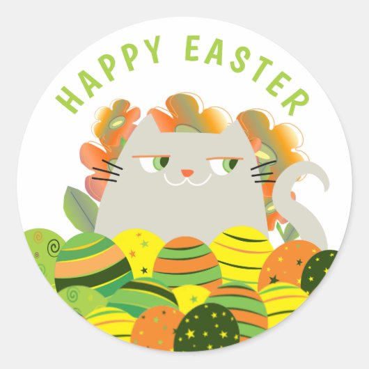 Sticker Rond Joli Kawaii Joyeuses Pâques (Devant)