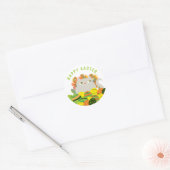 Sticker Rond Joli Kawaii Joyeuses Pâques (Enveloppe)