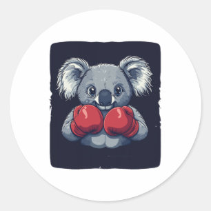 Sticker Rond Joli koala avec de sérieuses compétences en boxe p