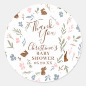 Sticker Rond Joli lapin à fleurs de Pâques petit lapin merci (Devant)