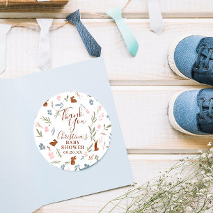 Sticker Rond Joli lapin à fleurs de Pâques petit lapin merci