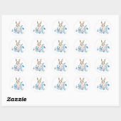 Sticker Rond Joli lapin avec fleurs d'aquarelle (Feuille)