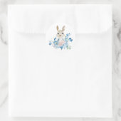 Sticker Rond Joli lapin avec fleurs d'aquarelle (Sac)