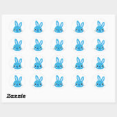 Sticker Rond Joli lapin bleu visage lapin (Feuille)