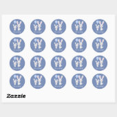 Sticker Rond Joli lapin C'est un Baby shower bleu garçon (Feuille)