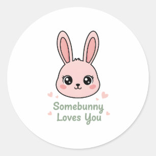 Sticker Rond Joli Lapin de Pâques