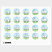 Sticker Rond Joli lapin de Pâques (Feuille)