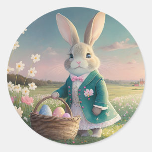 Sticker Rond Joli lapin de Pâques