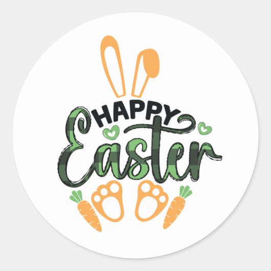 Sticker Rond Joli lapin de Pâques Joyeux Vacances (Devant)