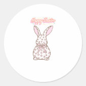 Sticker Rond Joli Lapin de Pâques Rose (Devant)