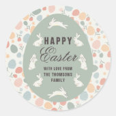 Sticker Rond Joli lapin de printemps de Pâques (Devant)