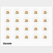Sticker Rond Joli lapin et citrouille automne Anniversaire (Feuille)