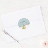 Sticker Rond Joli Lapin Joyeux Noël (Enveloppe)