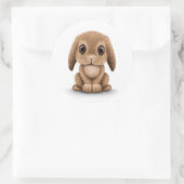 Sticker Rond Joli lapin lapin Brown sur blanc (Sac)