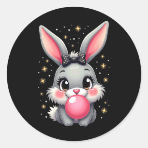 Sticker Rond Joli lapin lapin de Pâques Bubble Gum