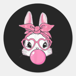 Sticker Rond Joli lapin Lapin Feu de bulle de gomme Jour de Pâq