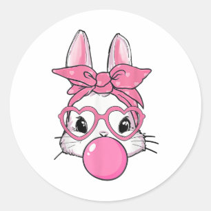 Sticker Rond Joli lapin Lapin Feu de bulle de gomme Jour de Pâq