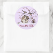 Sticker Rond Joli Lapin & Petits Oiseaux Pesky ! (Sac)