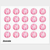 Sticker Rond Joli Lapin Rose (Feuille)