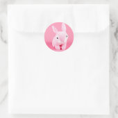 Sticker Rond Joli Lapin Rose (Sac)