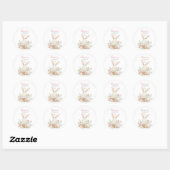 Sticker Rond Joli Lapin Rose 1 Un Anniversaire (Feuille)