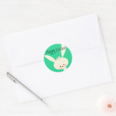 Sticker Rond Joli lapin vert pour Pâques (Enveloppe)