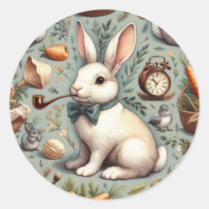 Sticker Rond Joli lapin Vintage