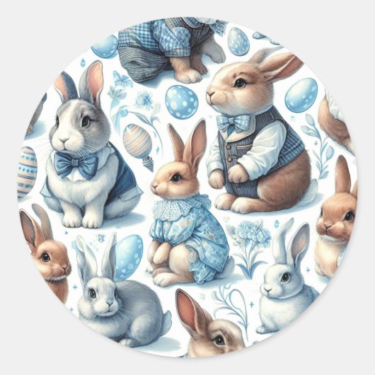 Sticker Rond Joli lapin Vintage sans couture (Devant)
