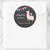 Sticker Rond joli llama anniversaire chalkboard fiesta alpaca (Sac)