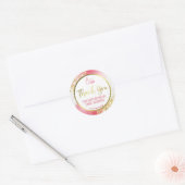 Sticker Rond Joli Logo De Parties scintillant Blanche Rose Et M (Enveloppe)