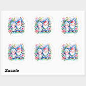 Sticker Rond Joli M. et Mme Garden Gnomes avec Fleurs (Feuille)