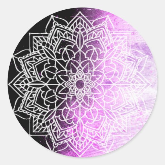 Sticker Rond Joli Mandala violet Abstrait (Devant)