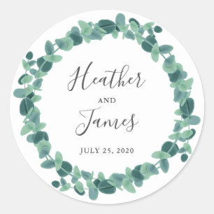 Sticker Rond Joli Mariage Eucalyptus