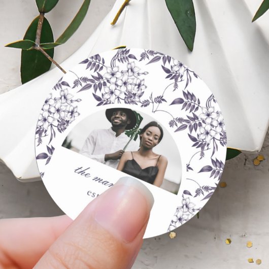 Sticker Rond Joli Mariage Floral