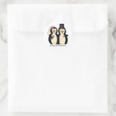 Sticker Rond Joli Mariage Penguins Enveloppe Sceau (Sac)