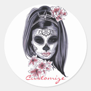 Sticker Rond Joli masque Carnival femme crâne Thunder_Cove