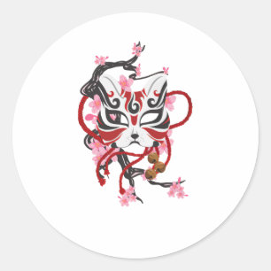 Sticker Rond Joli masque japonais