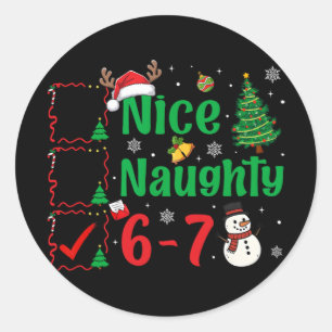 Sticker Rond Joli Méchant 67 Liste de Noël Six Sept Mème Garçon