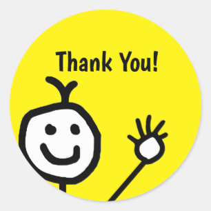 Sticker Rond Joli Merci cartonné Jaune