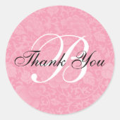 Sticker Rond Joli Merci de Monogramme Brocade Rose (Devant)