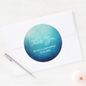 Sticker Rond Joli Merci Mariage Abstrait Mandala bleu (Enveloppe)
