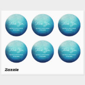 Sticker Rond Joli Merci Mariage Abstrait Mandala bleu (Feuille)