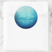 Sticker Rond Joli Merci Mariage Abstrait Mandala bleu (Sac)