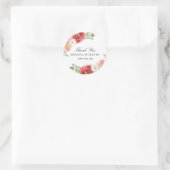 Sticker Rond Joli Merci rose et rouge Aquarelle (Sac)